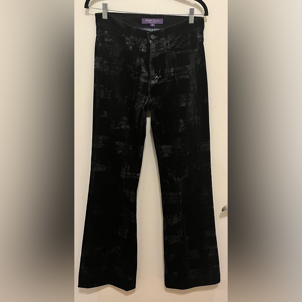 Ralph Lauren Purple‎ Label Black Velvet Flare Jeans Size 27